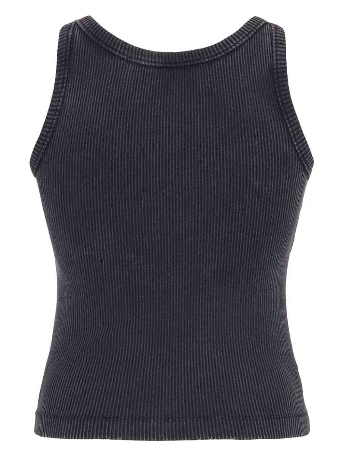 Shop Alessandra Rich Logo Ribbed Cotton Tank Top In Gris