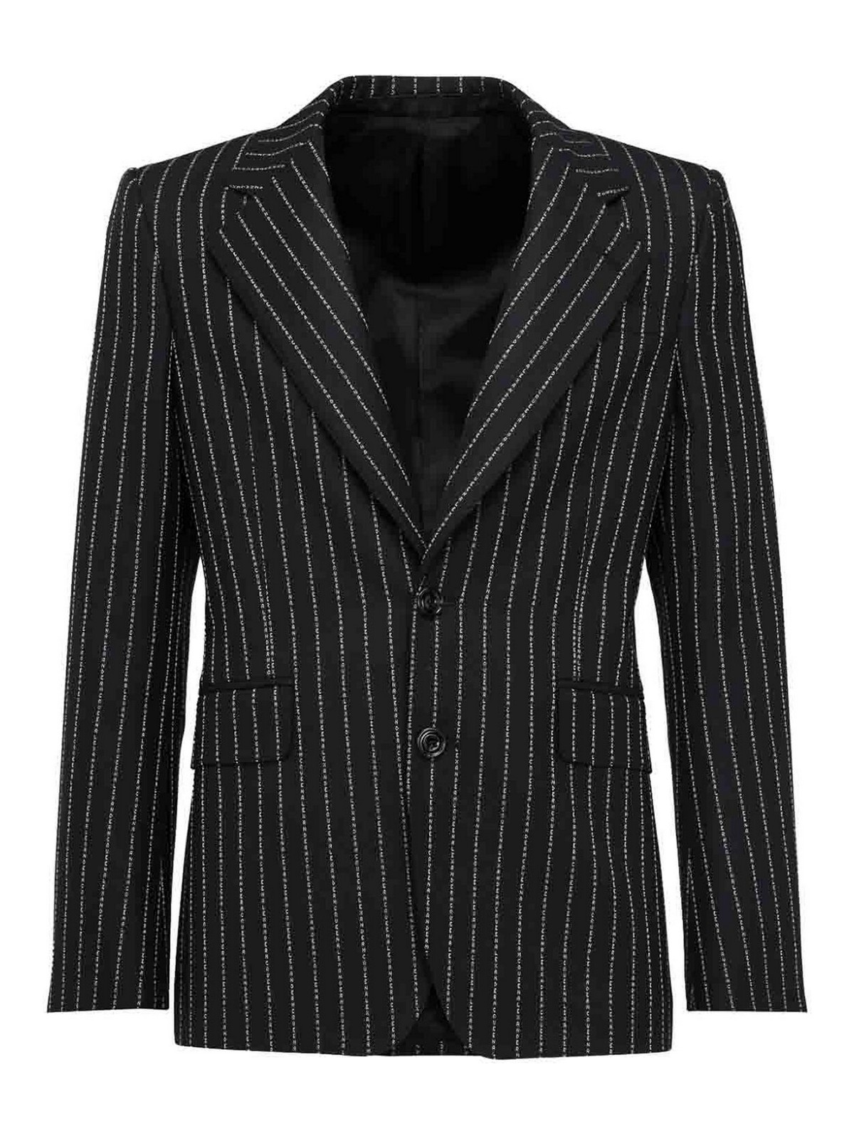 Shop Alexander Mcqueen Pinstripe Single-breasted Jacket In Negro