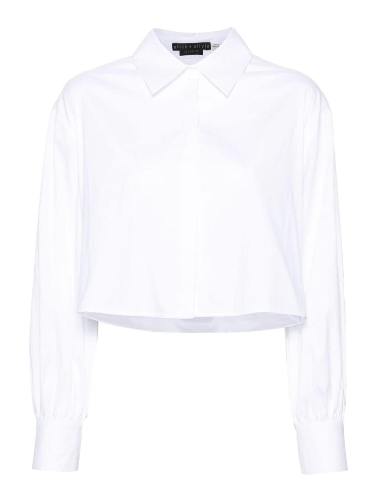 Shop Alice And Olivia Finley Cropped Shirt In Blanco