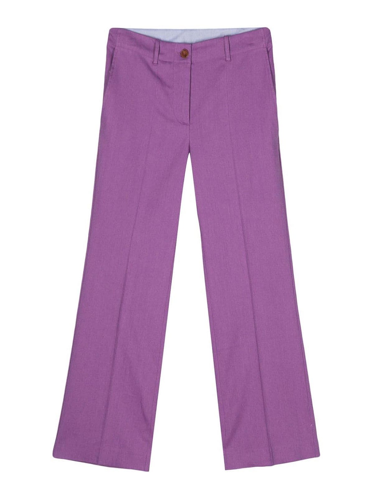Alysi Flared Linen Cropped Trousers In Púrpura