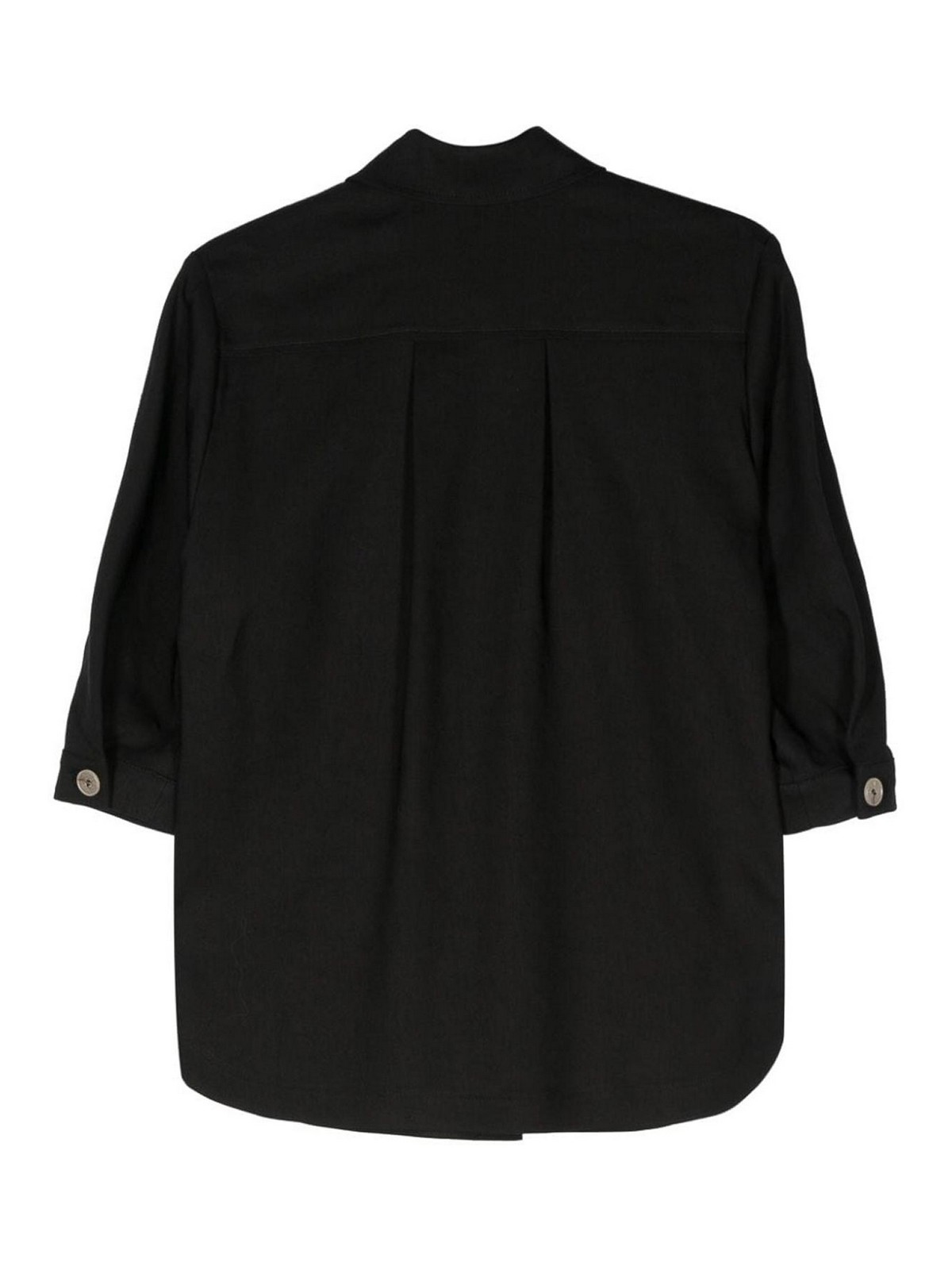 Shop Alysi Linen Overshirt In Negro