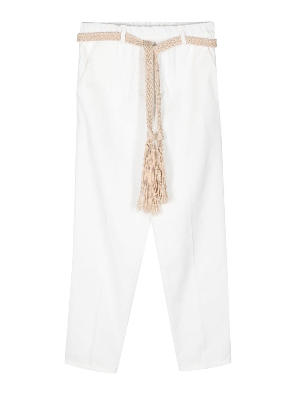 Alysi Cotton Cropped Trousers In Blanco