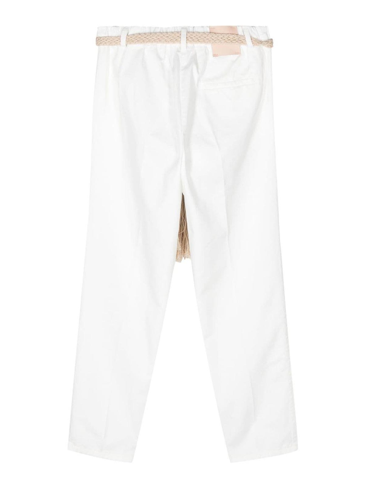 Shop Alysi Cotton Cropped Trousers In Blanco