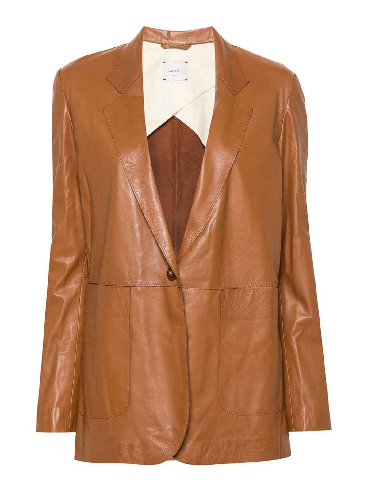 Shop Alysi Metallic Leather Single-breasted Jacket In Marrón