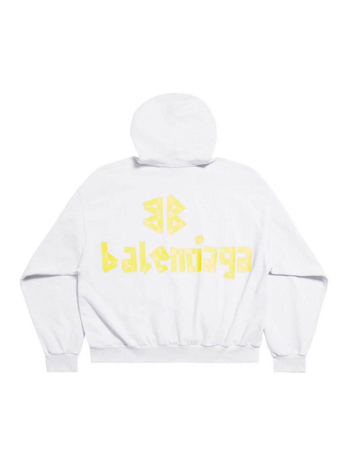 Shop Balenciaga Tape Type Cotton Hoodie In Blanco