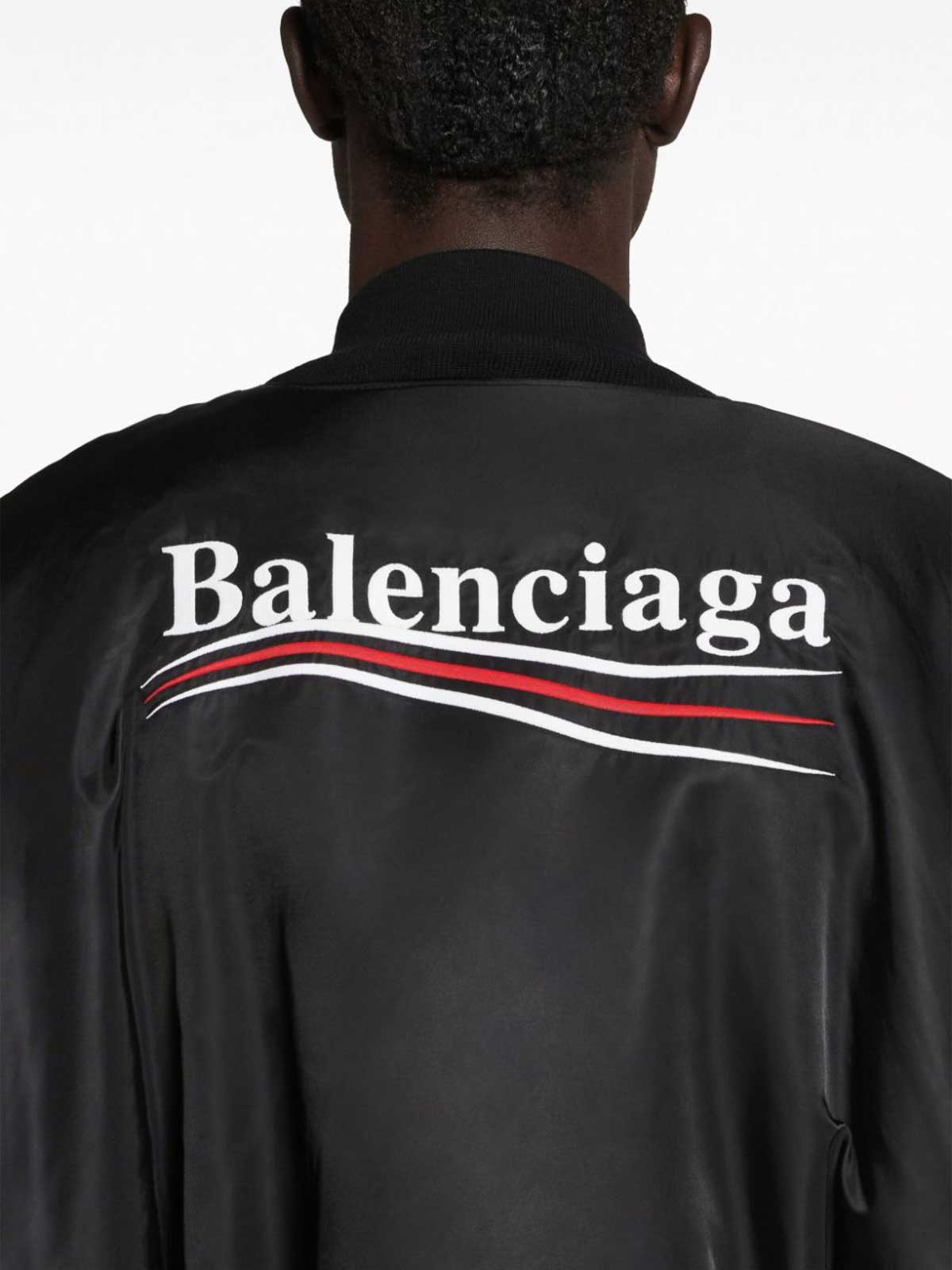 Shop Balenciaga Political Campaign Nylon Bomber Jacket In Negro