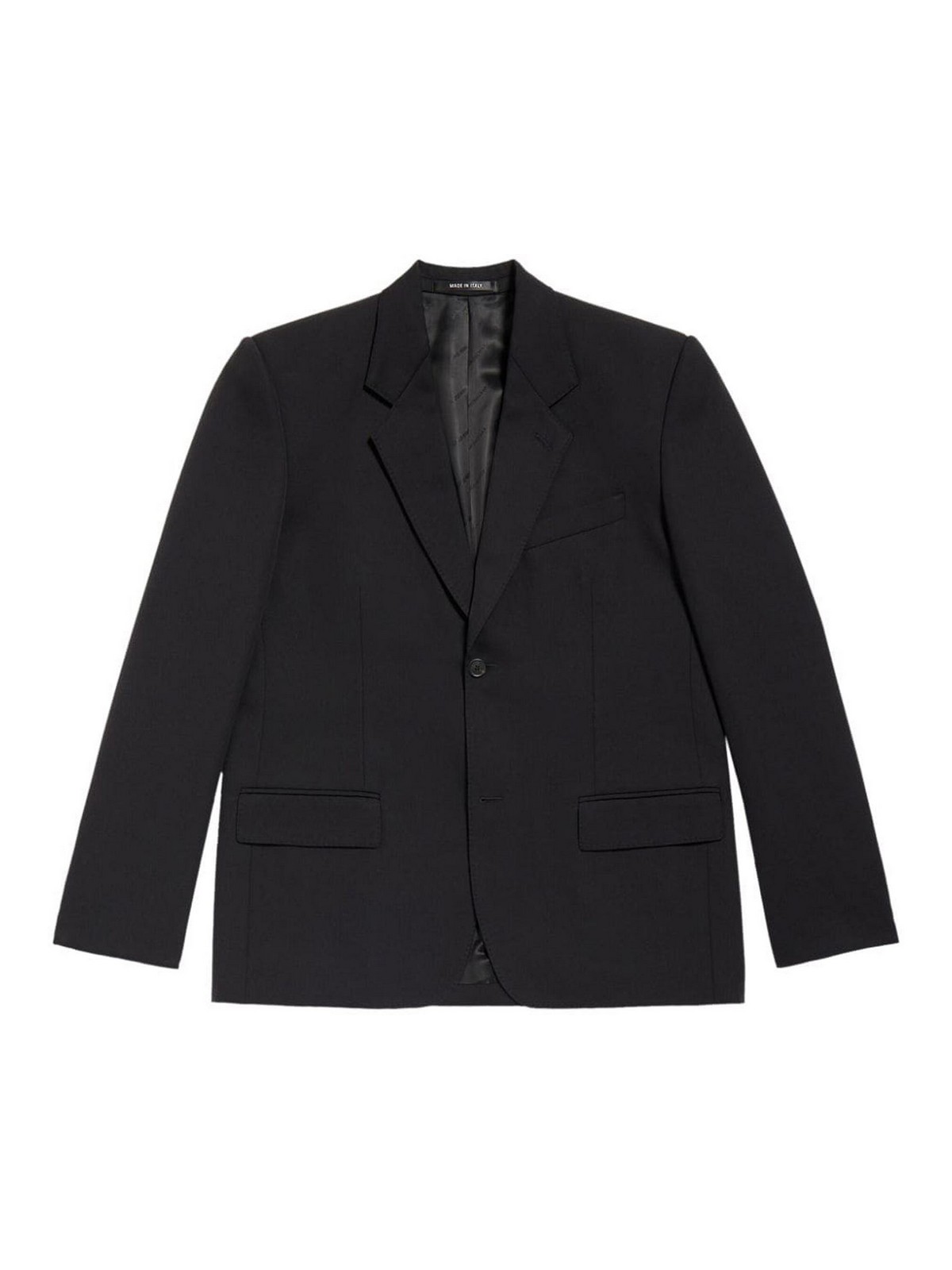 Shop Balenciaga Wool Single-breasted Blazer Jacket In Negro