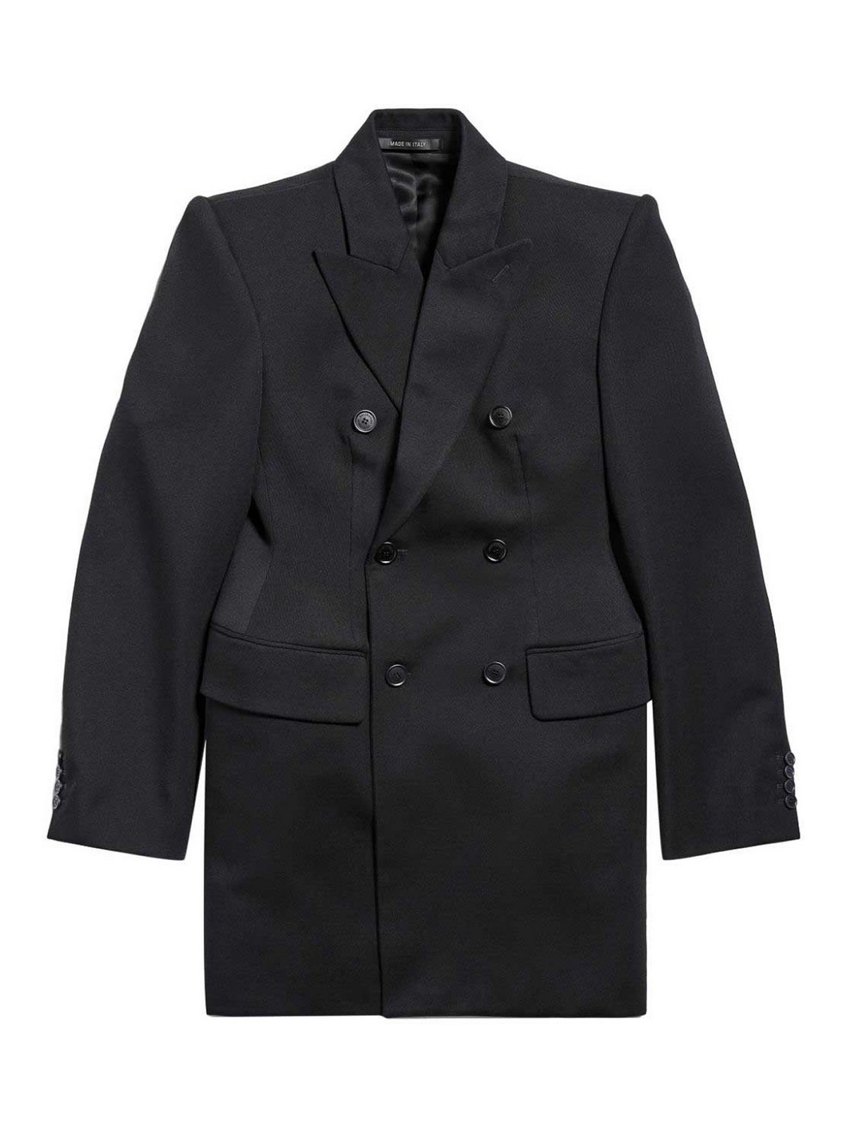 Balenciaga Wool Double-breasted Jacket In Black