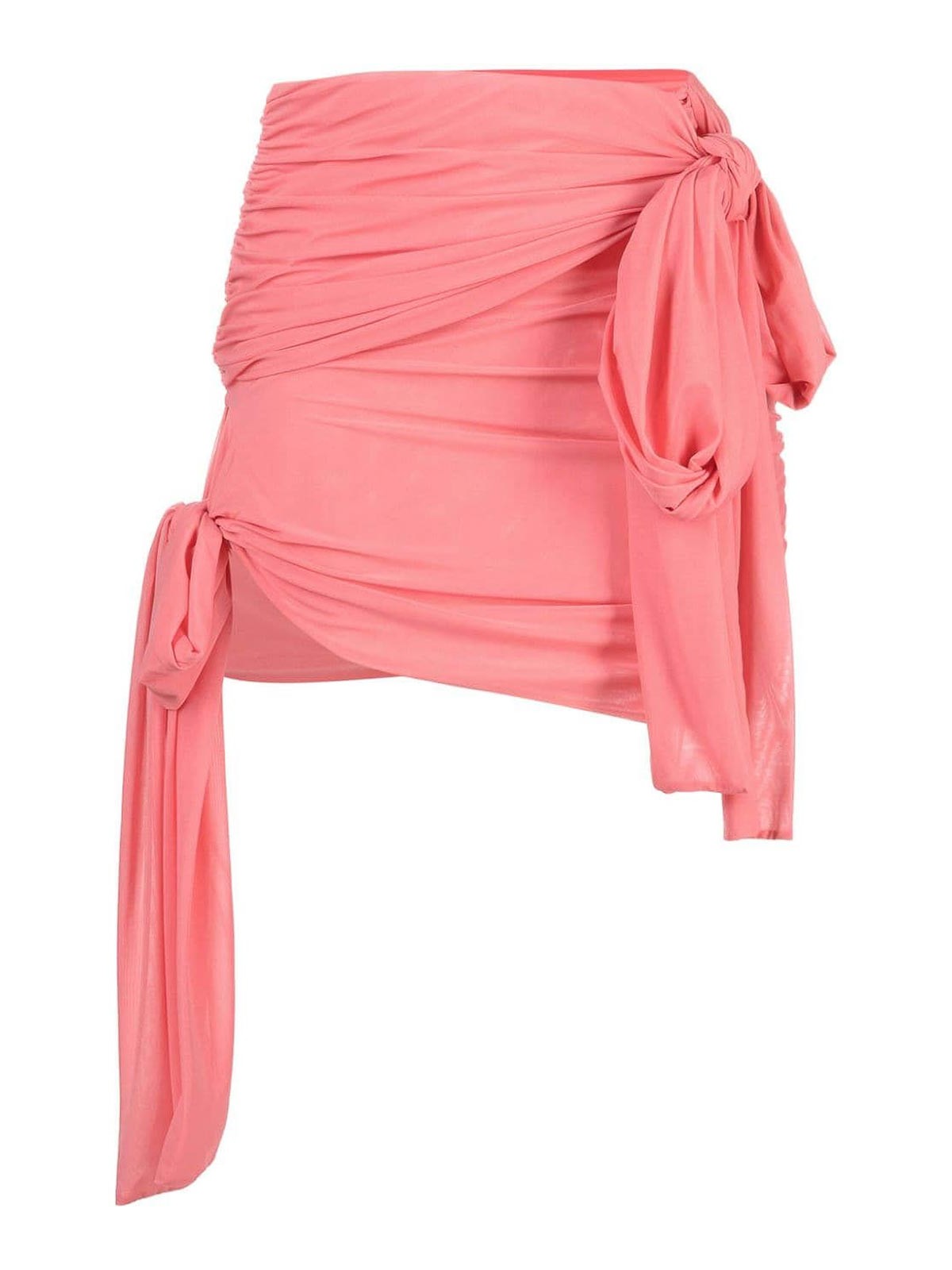 Shop Blumarine Bow Detail Draped Mini Skirt In Color Carne Y Neutral
