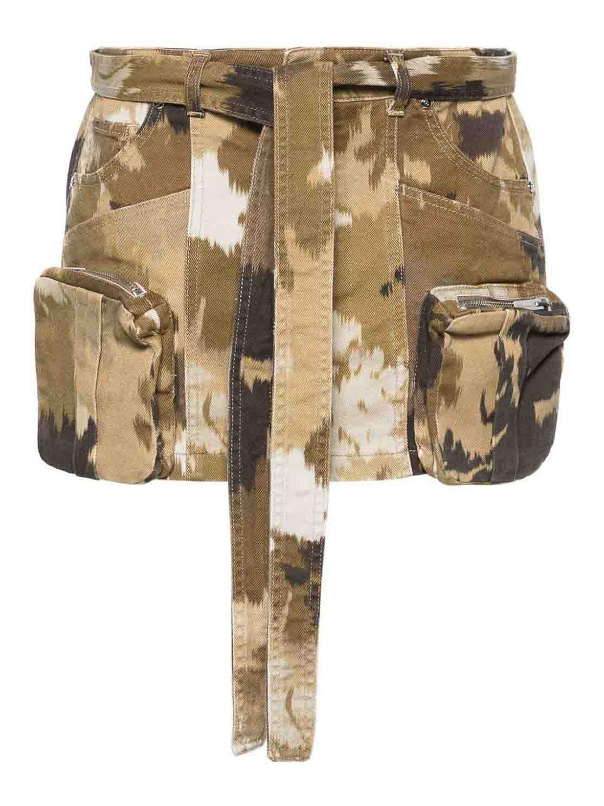 Shop Blumarine Camouflage Print Cargo Mini Skirt In Beis