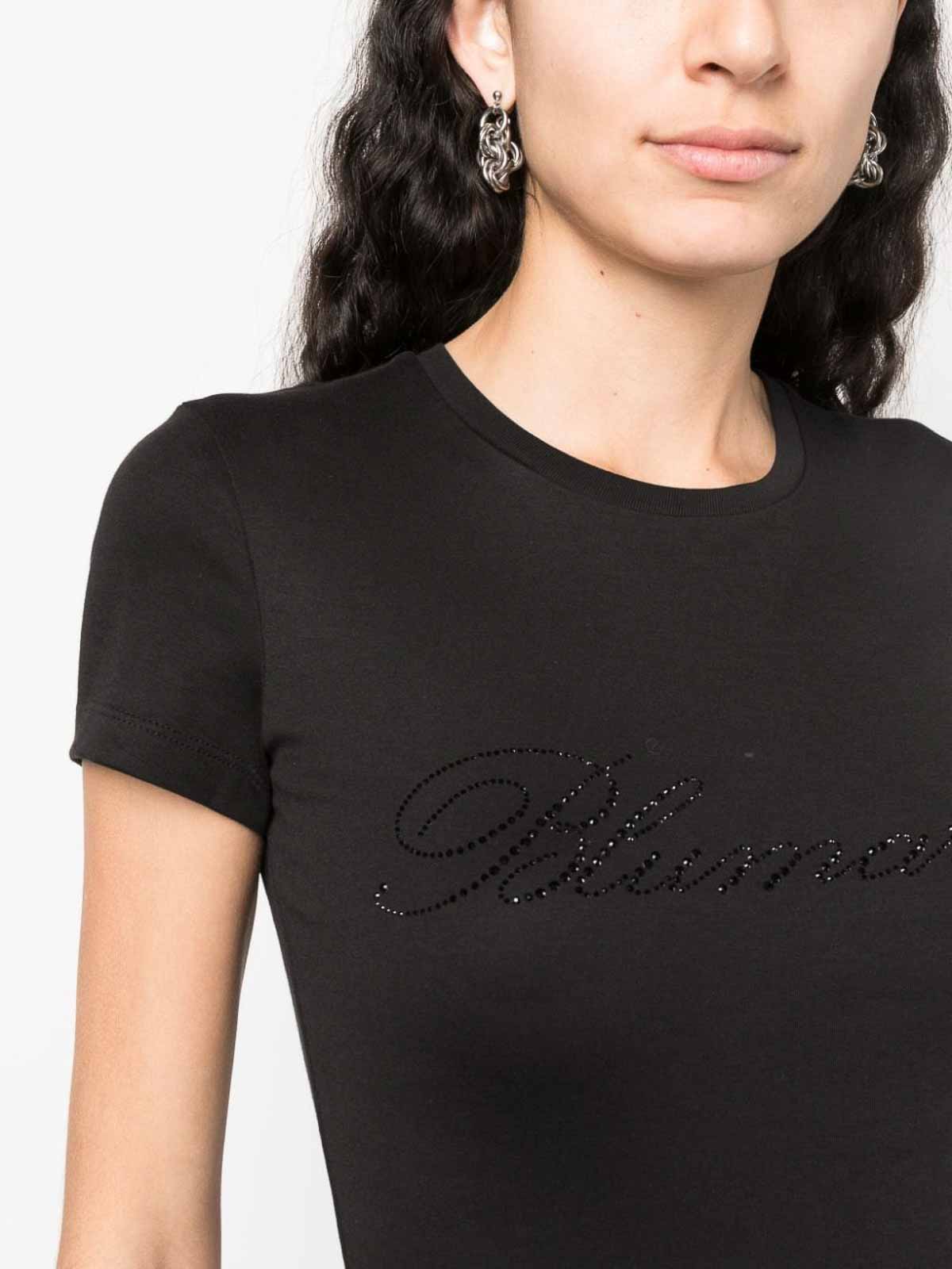 Shop Blumarine Logo Cotton T-shirt In Negro