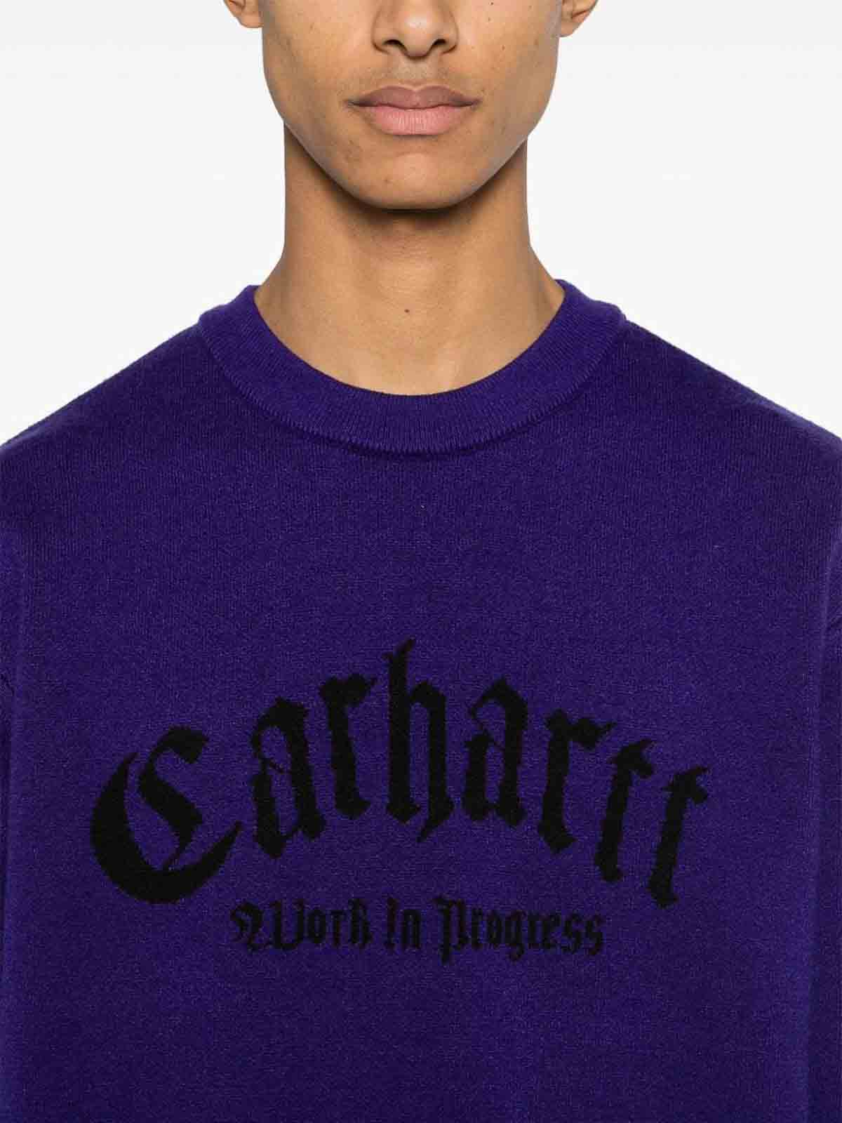 Shop Carhartt Logo Nylon Sweater In Purple