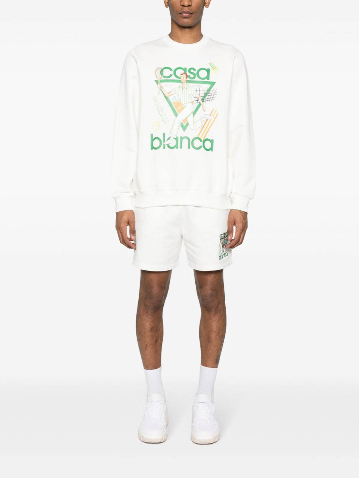 Shop Casablanca Logo Organic Cotton Sweatshirt In Blanco