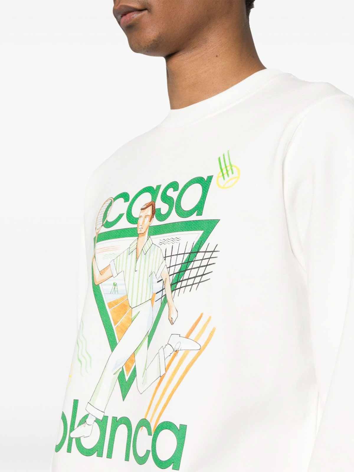 Shop Casablanca Logo Organic Cotton Sweatshirt In Blanco