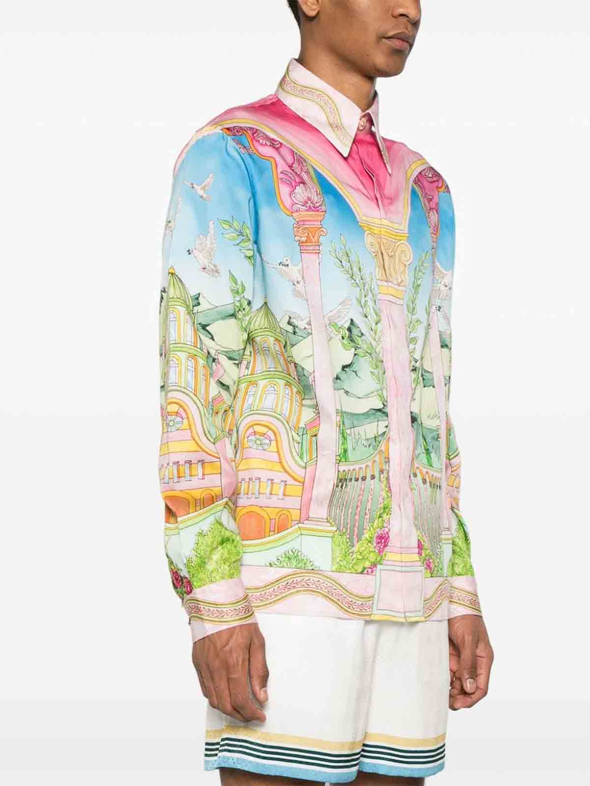 Shop Casablanca Printed Cotton Shirt In Multicolor