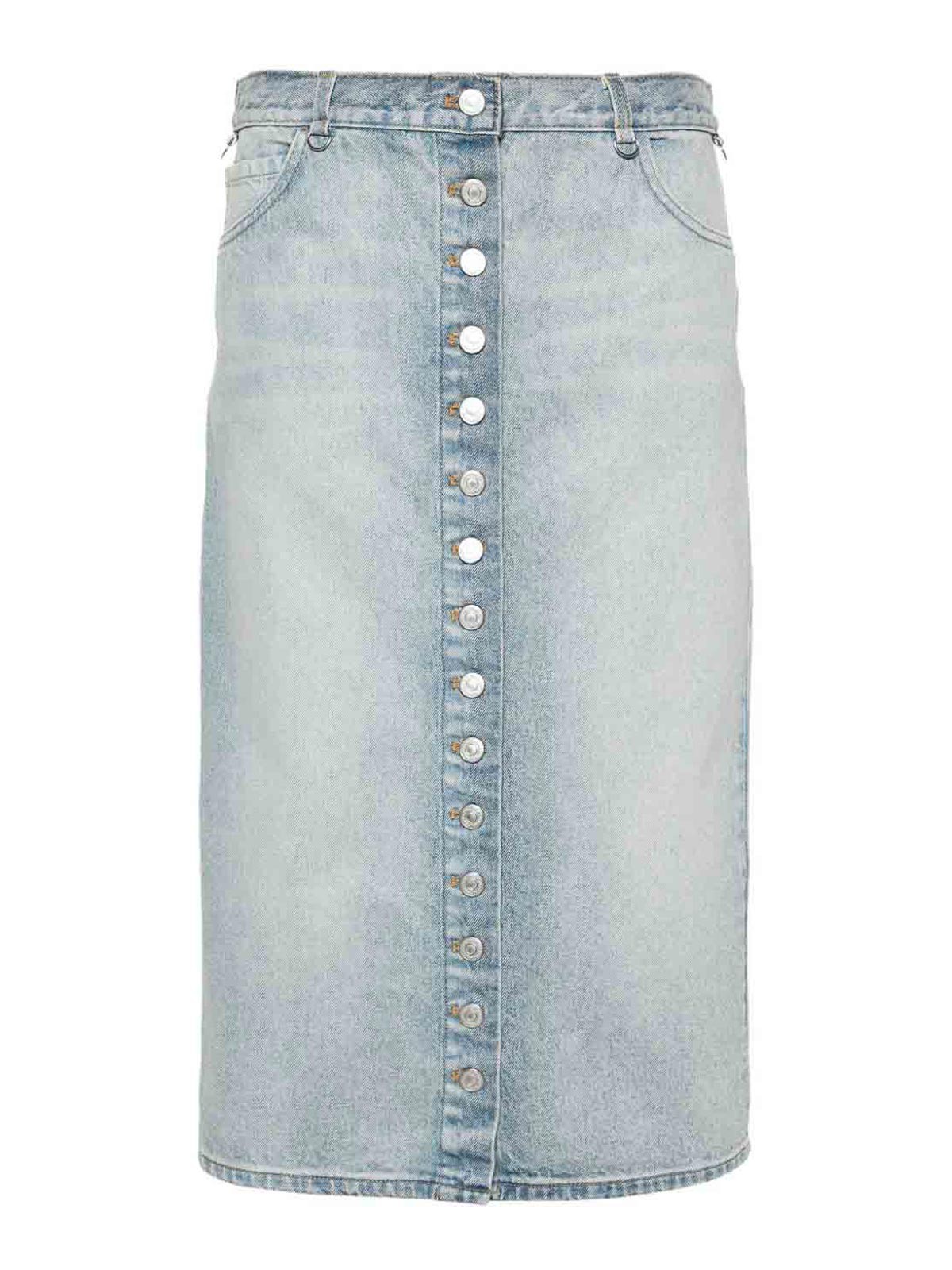 Shop Courrèges Denim Midi Skirt In Azul