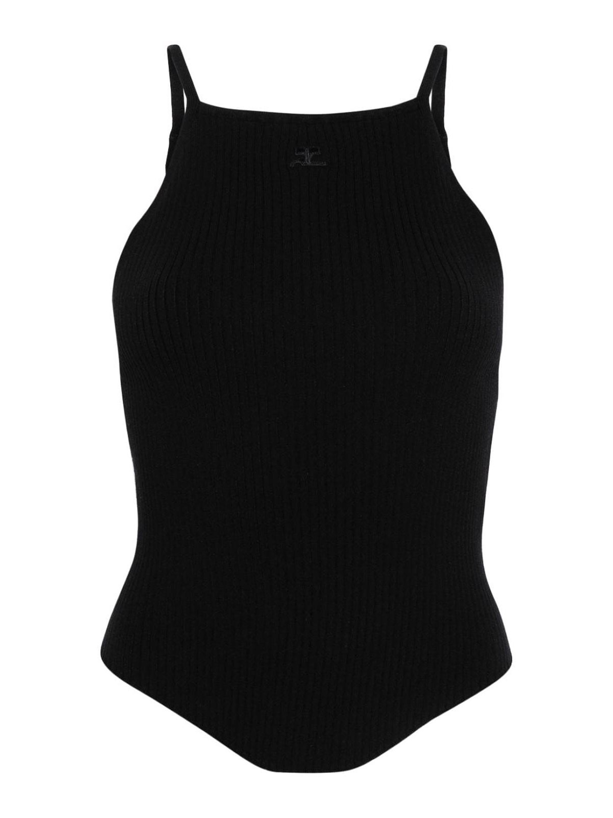 Shop Courrèges Ribbed Tank Top In Negro