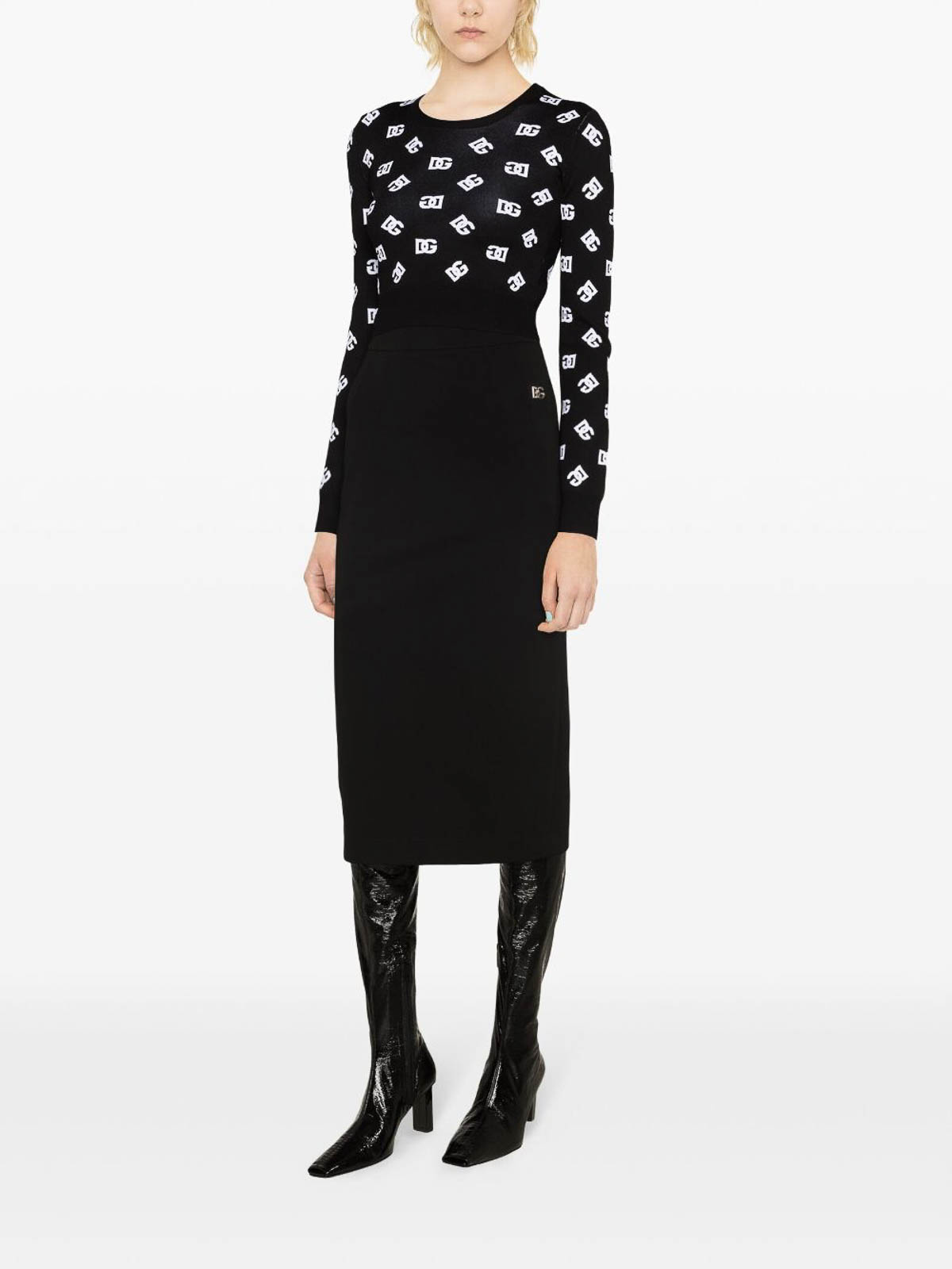 Shop Dolce & Gabbana Midi Skirt In Negro