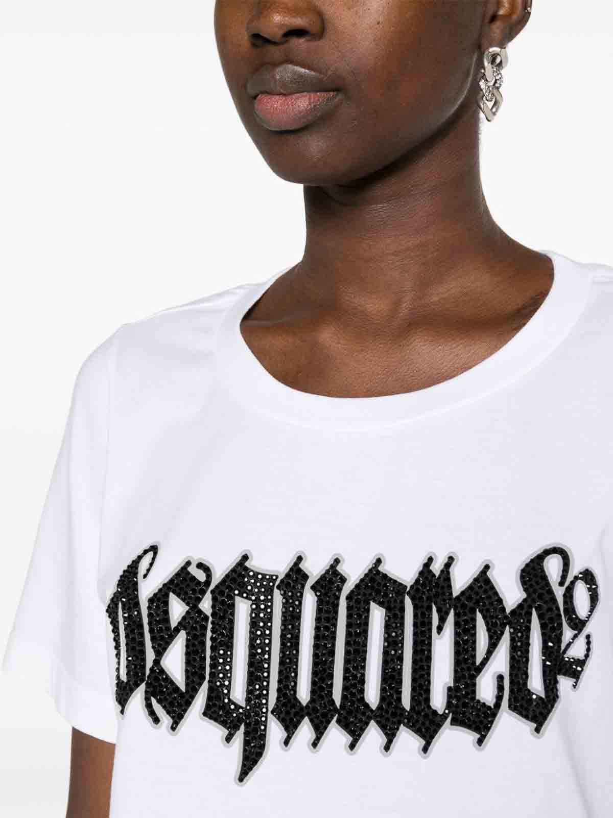 Shop Dsquared2 Logo Cotton T-shirt In Blanco