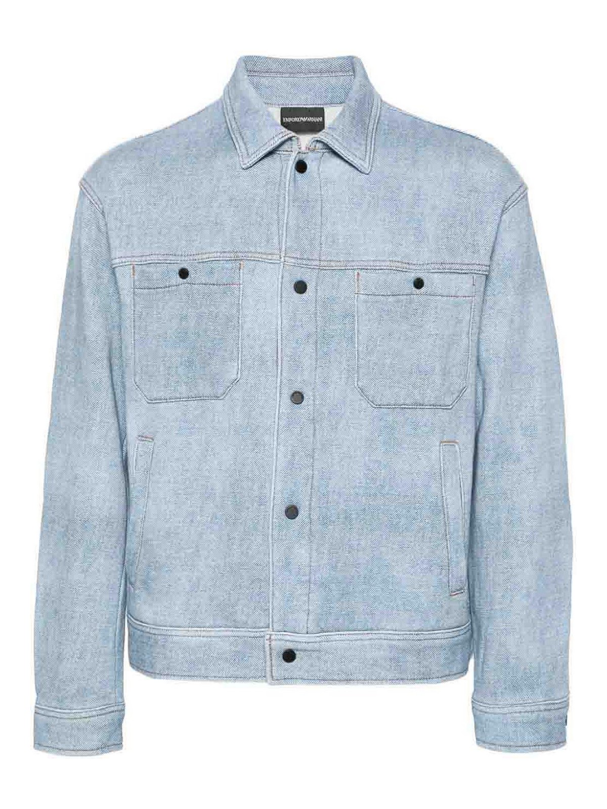 Shop Emporio Armani Cotton Shirt Jacket In Azul