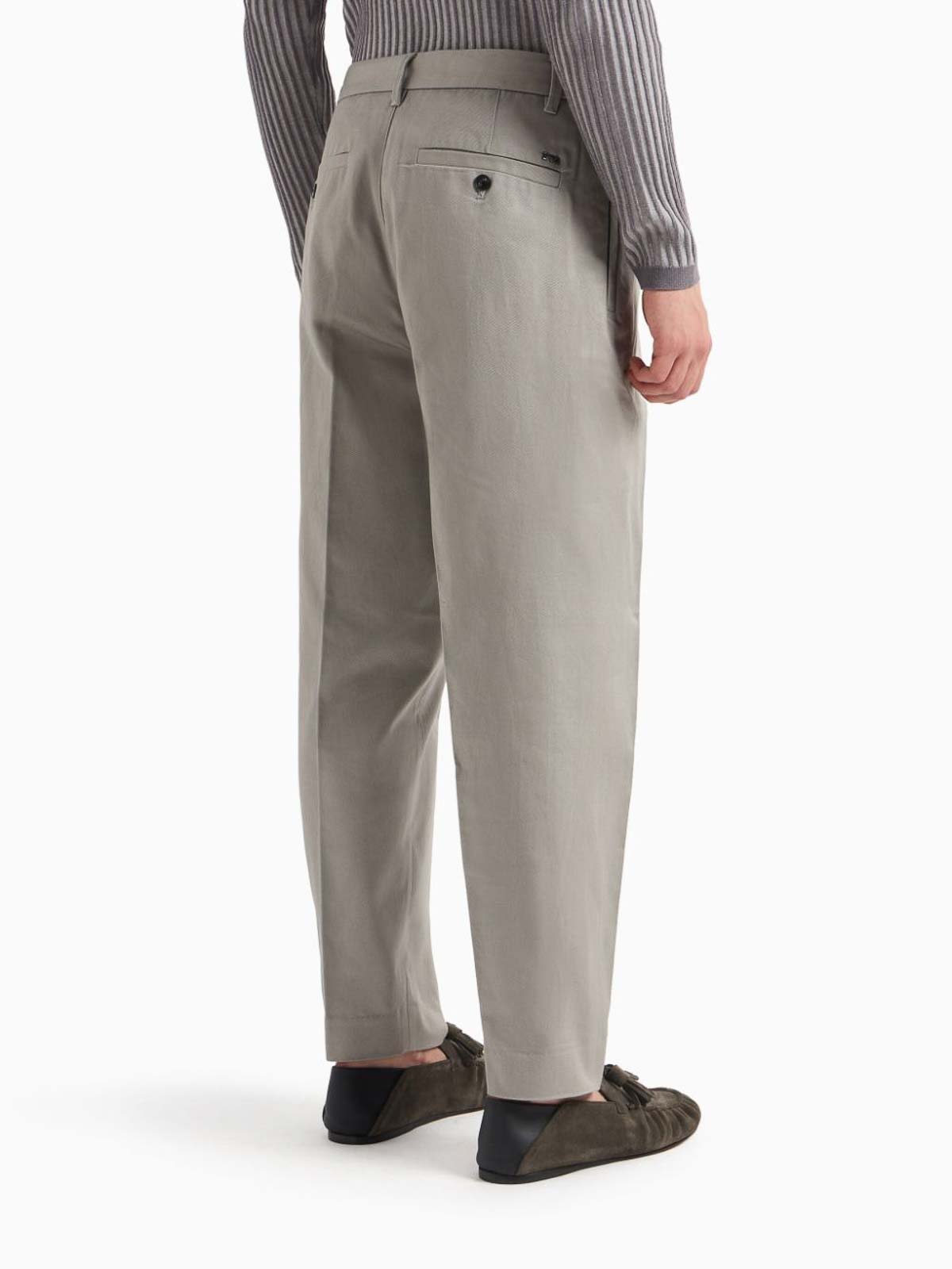 Shop Emporio Armani Cotton Chino Trousers In Gris