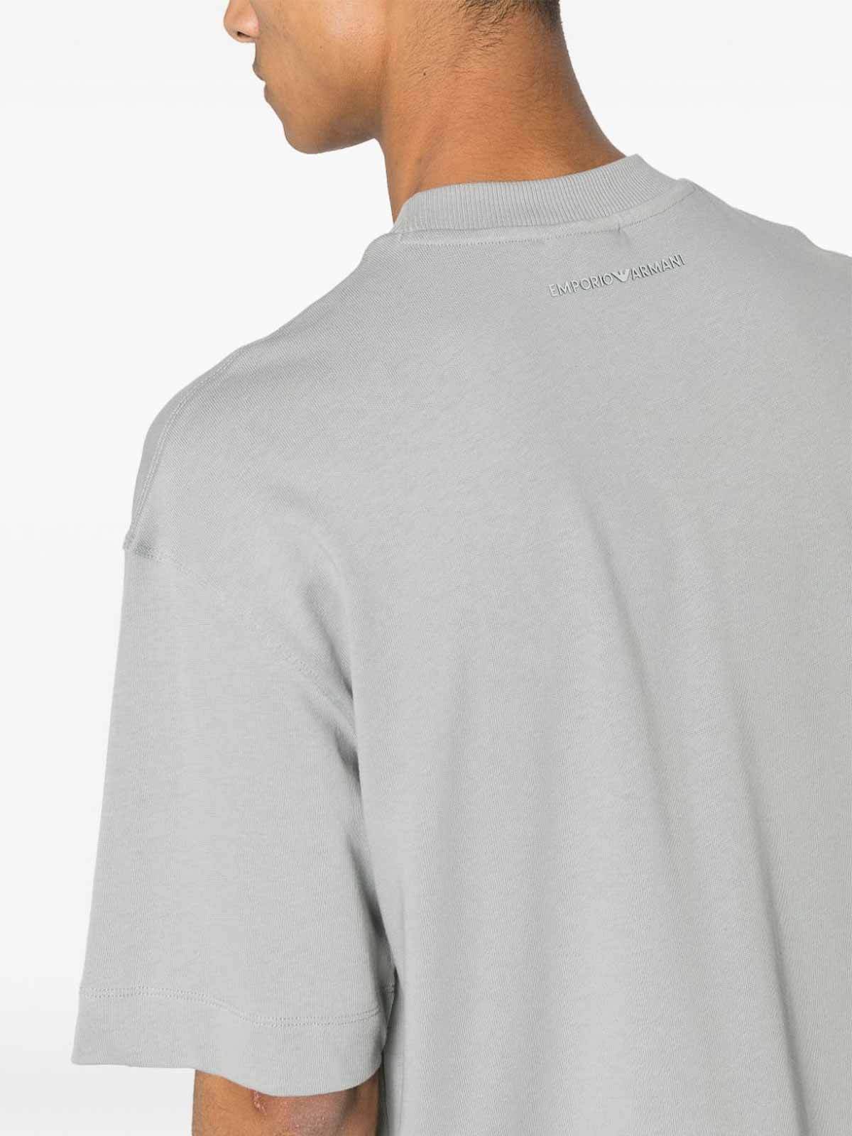 Shop Emporio Armani Logo Cotton T-shirt In Grey