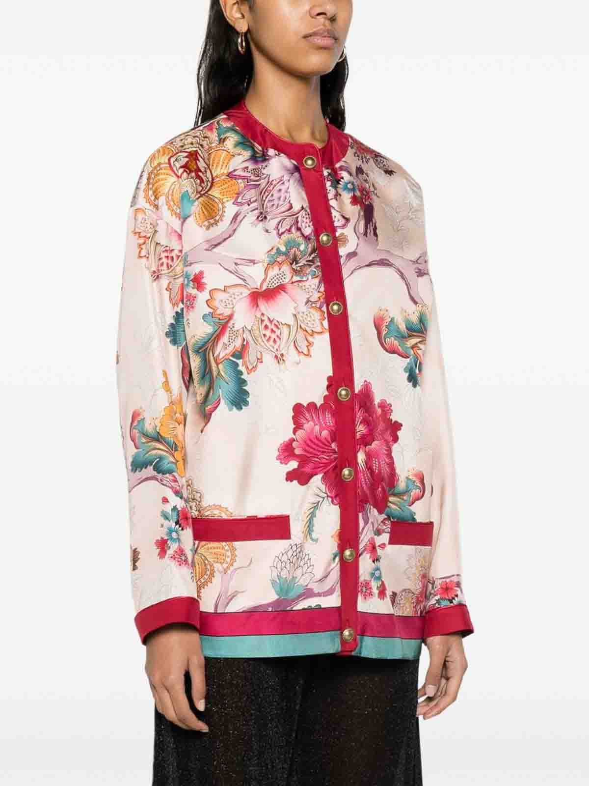 Shop F.r.s For Restless Sleepers Printed Silk Jacket In Color Carne Y Neutral