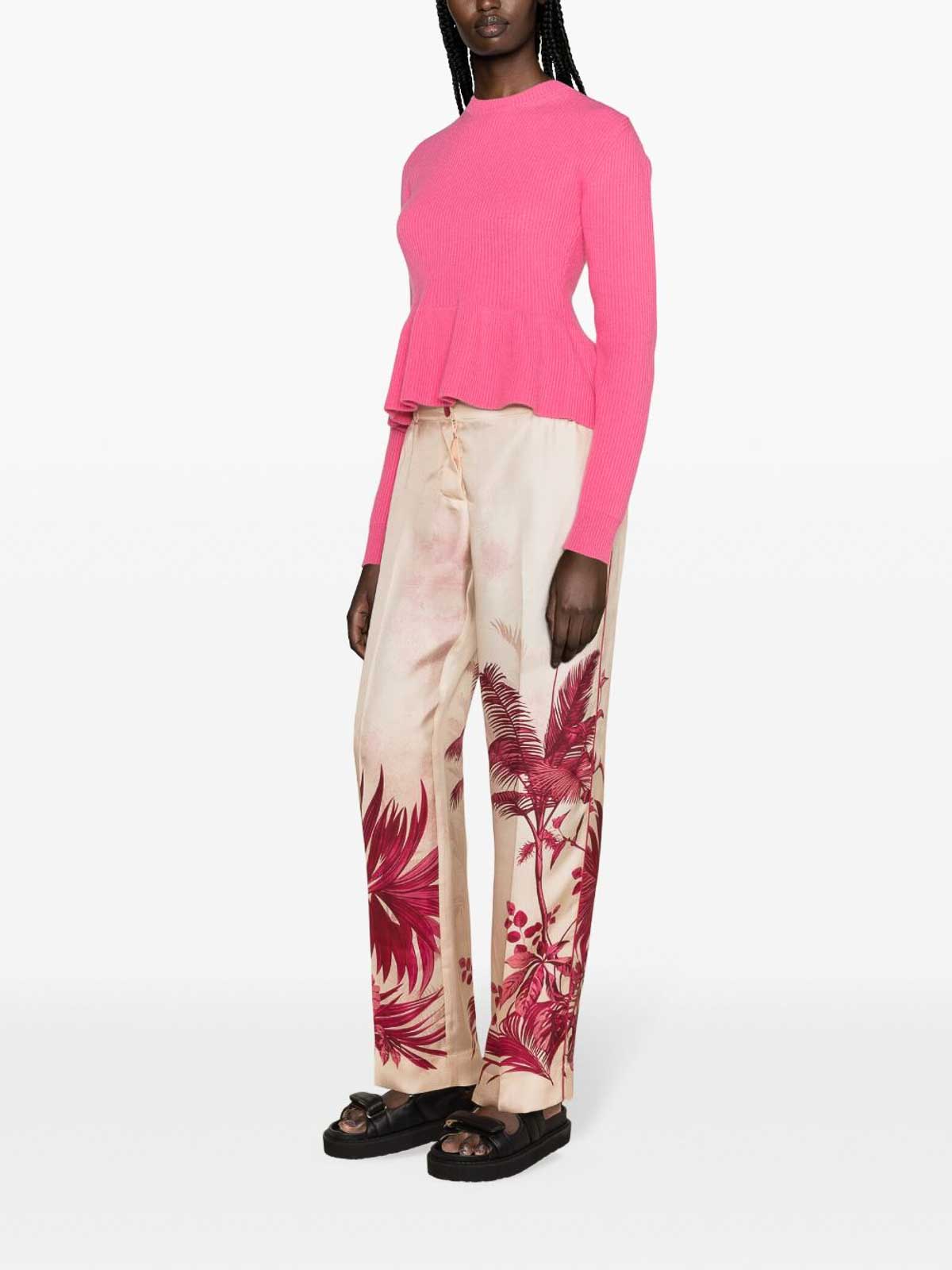 Shop F.r.s For Restless Sleepers Printed Silk Trousers In Color Carne Y Neutral