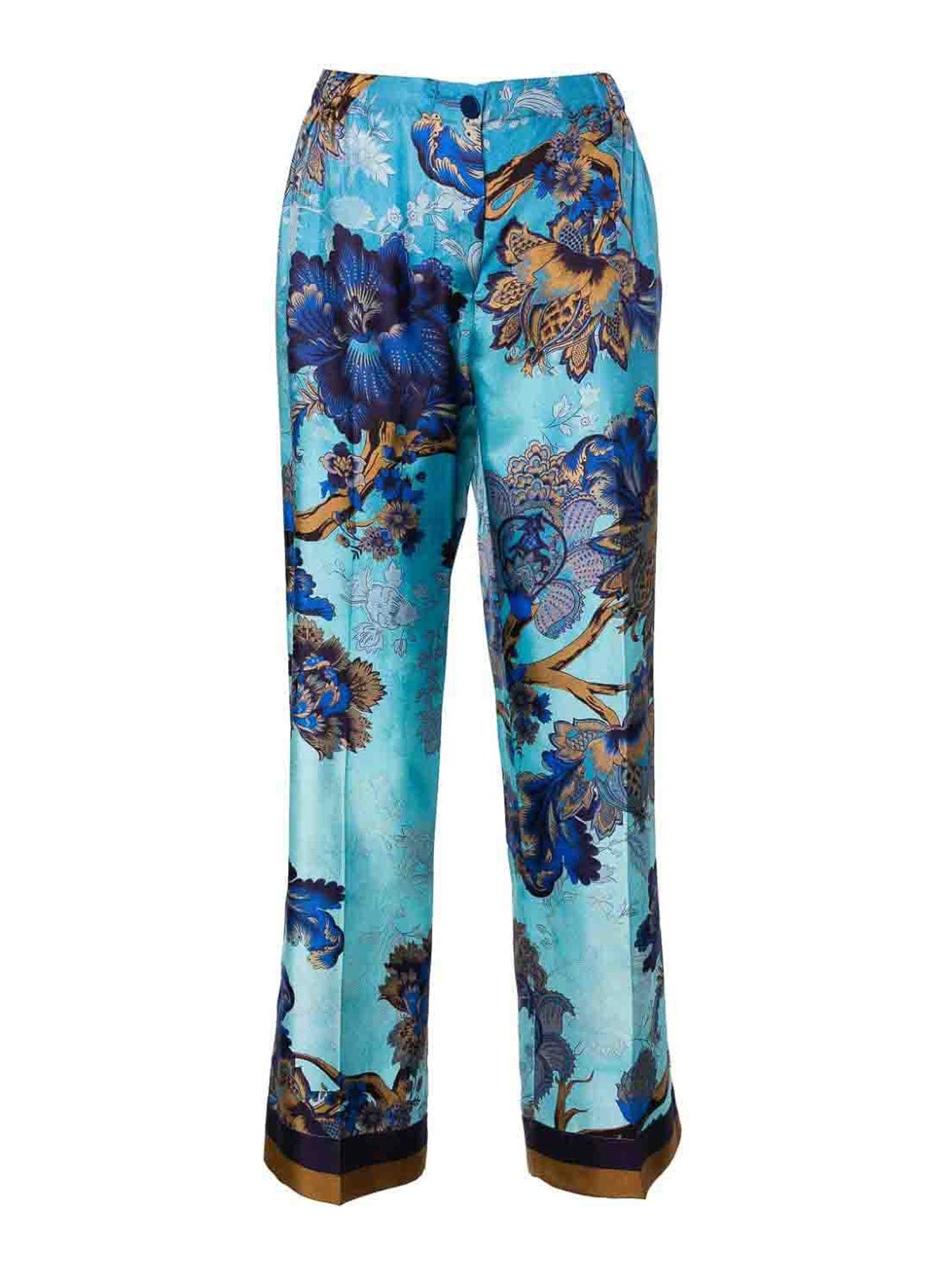 F.r.s For Restless Sleepers Printed Silk Trousers In Azul