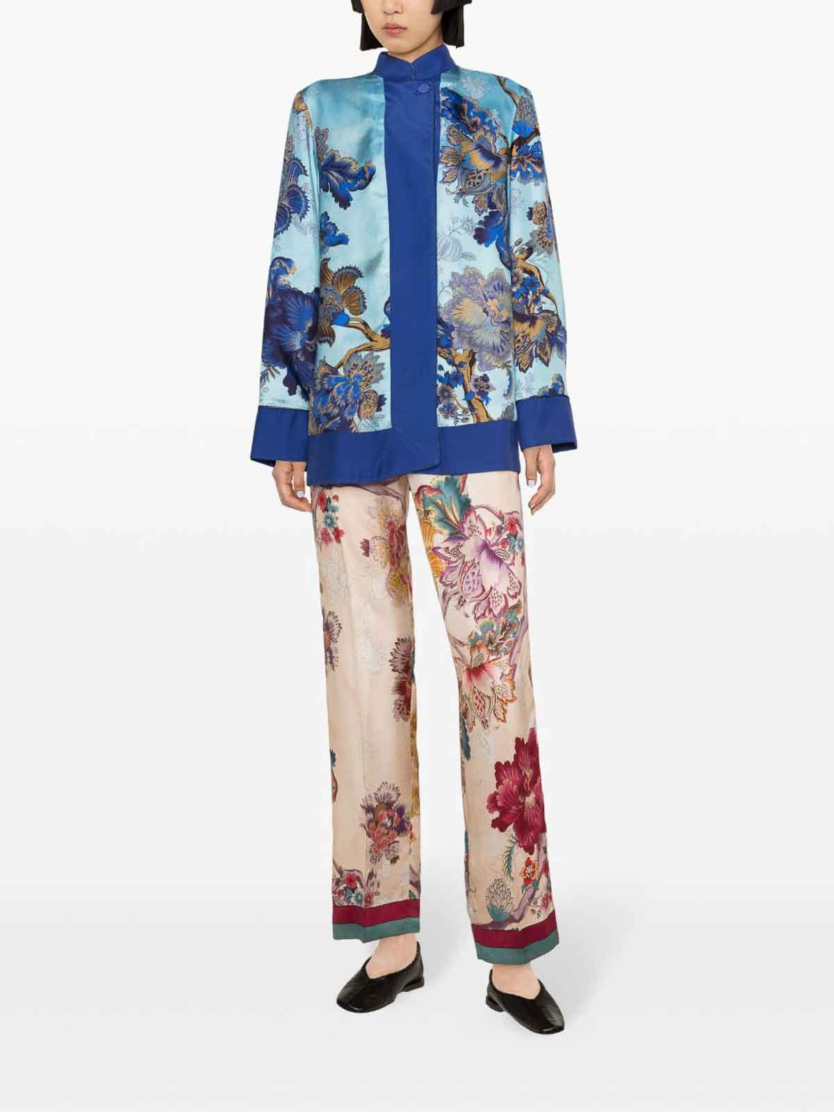 Shop F.r.s For Restless Sleepers Printed Silk Trousers In Color Carne Y Neutral