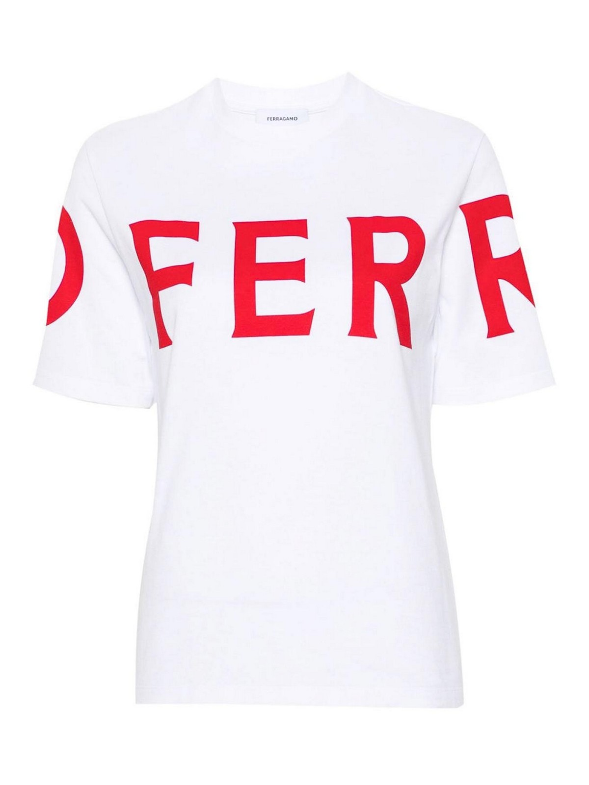 Shop Ferragamo Logo Cotton T-shirt In Blanco