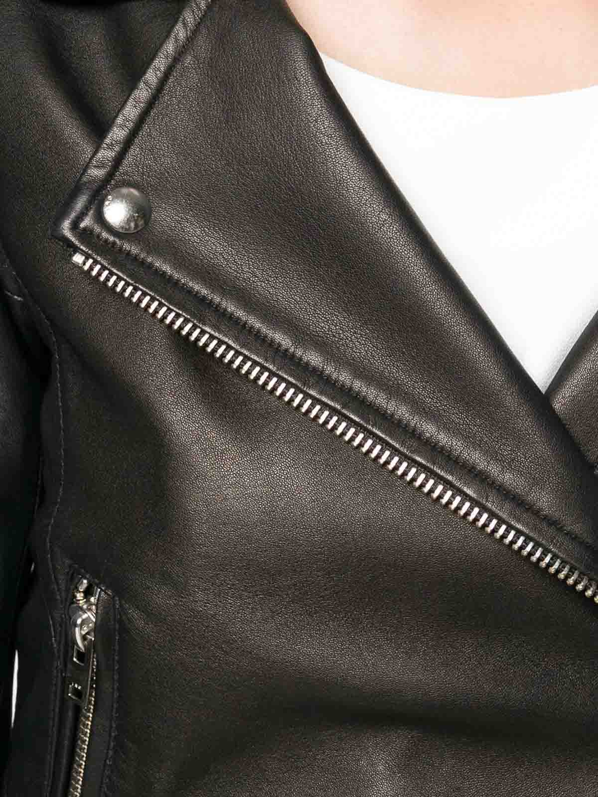 Shop Iro Ashville Leather Biker Jacket In Negro