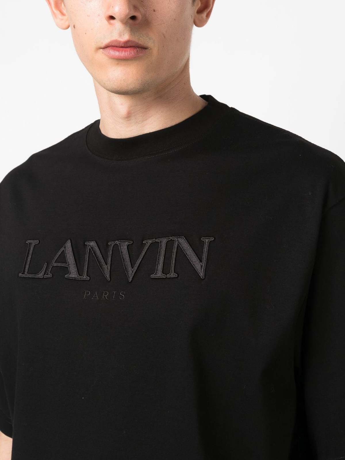 Shop Lanvin Logo Cotton T-shirt In Negro