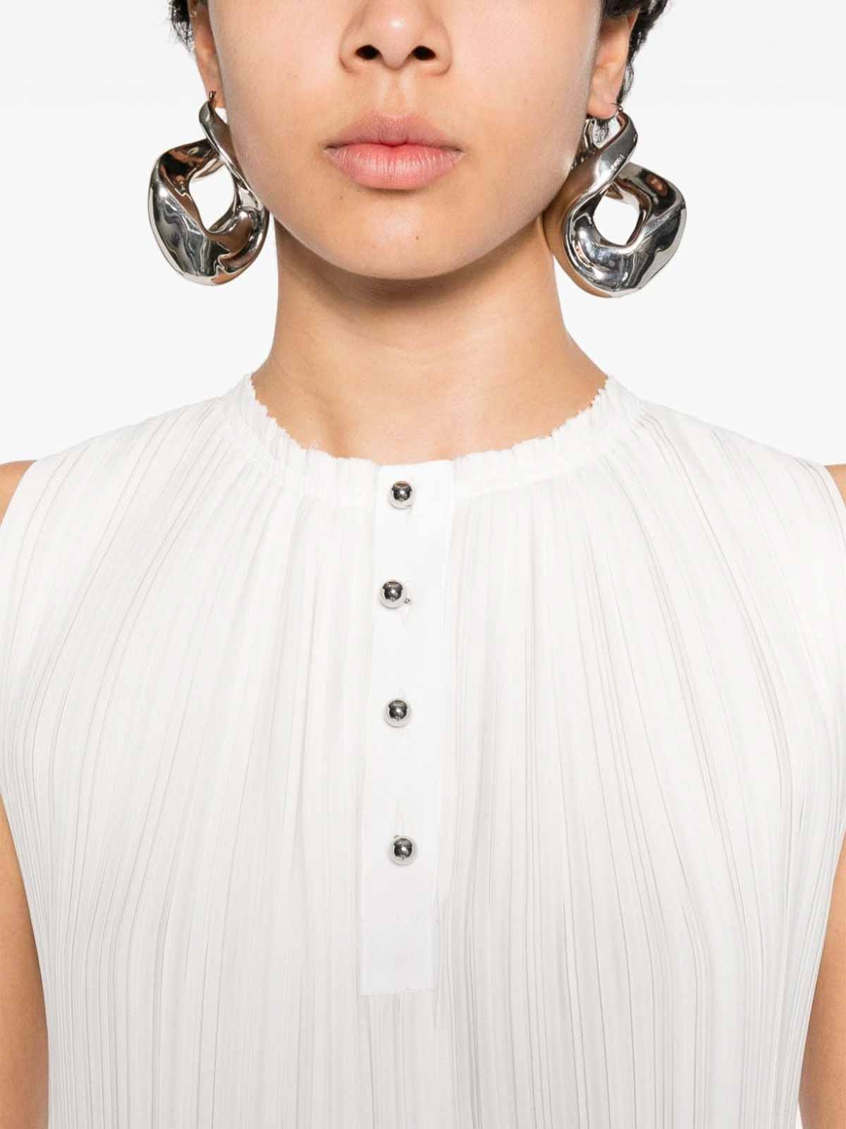 Shop Lanvin Pleated Sleeveless Top In Blanco