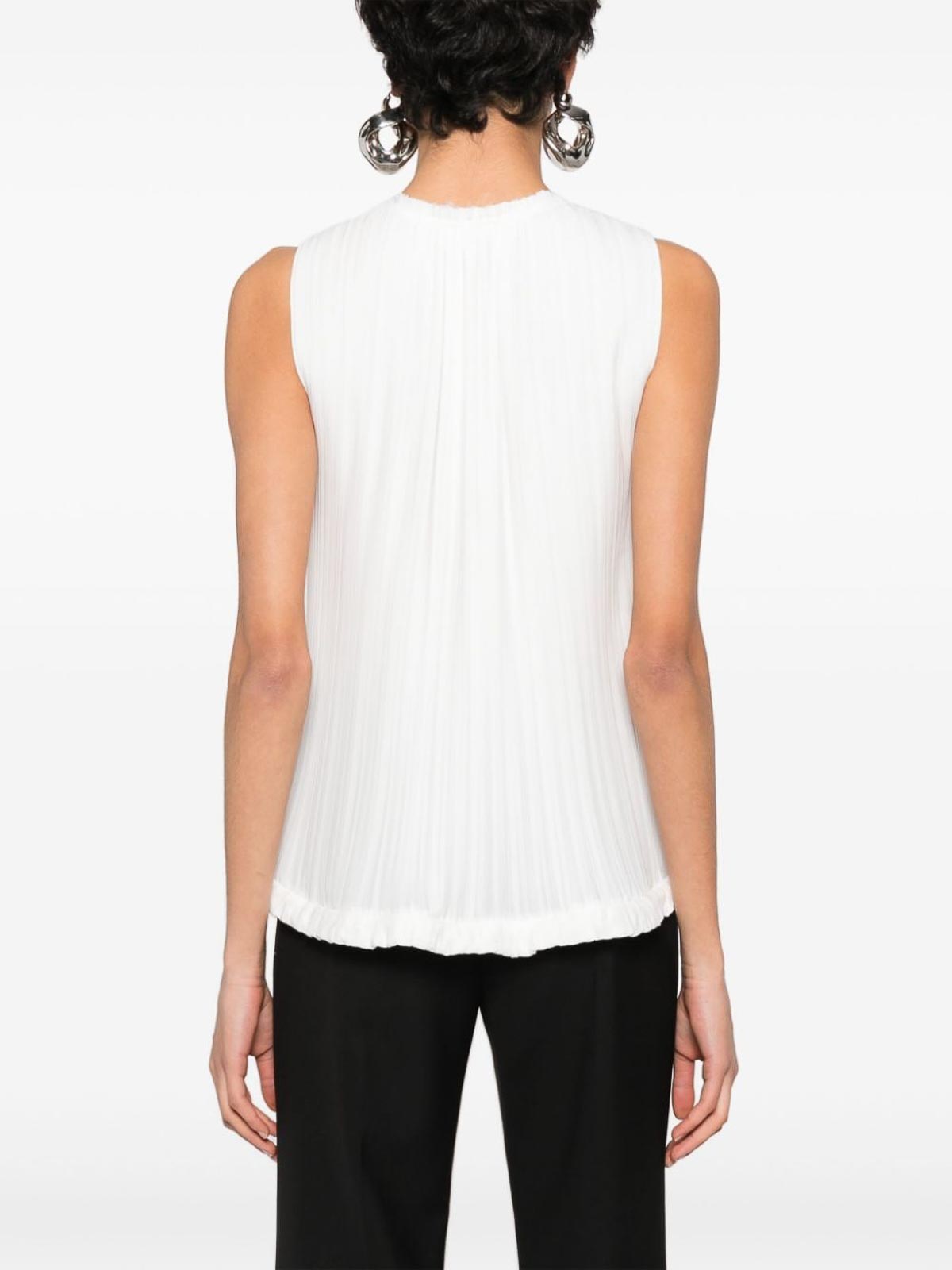 Shop Lanvin Pleated Sleeveless Top In Blanco