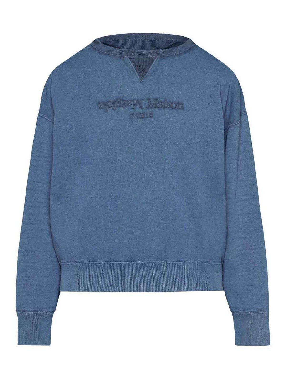 Shop Maison Margiela Logo Cotton Sweatshirt In Azul