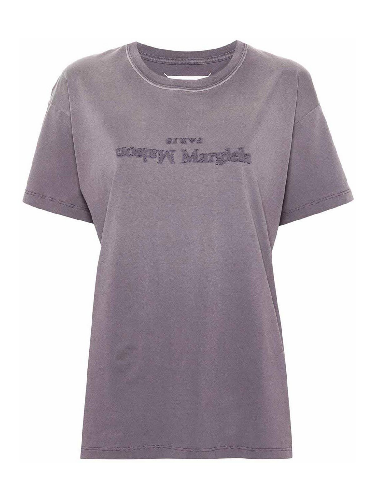 Shop Maison Margiela Logo Cotton T-shirt In Púrpura