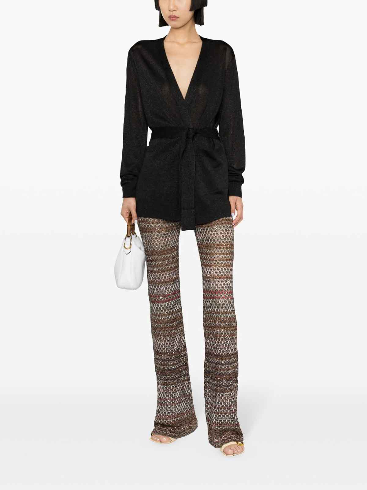 Shop Missoni High-waisted Flared Trousers In Negro