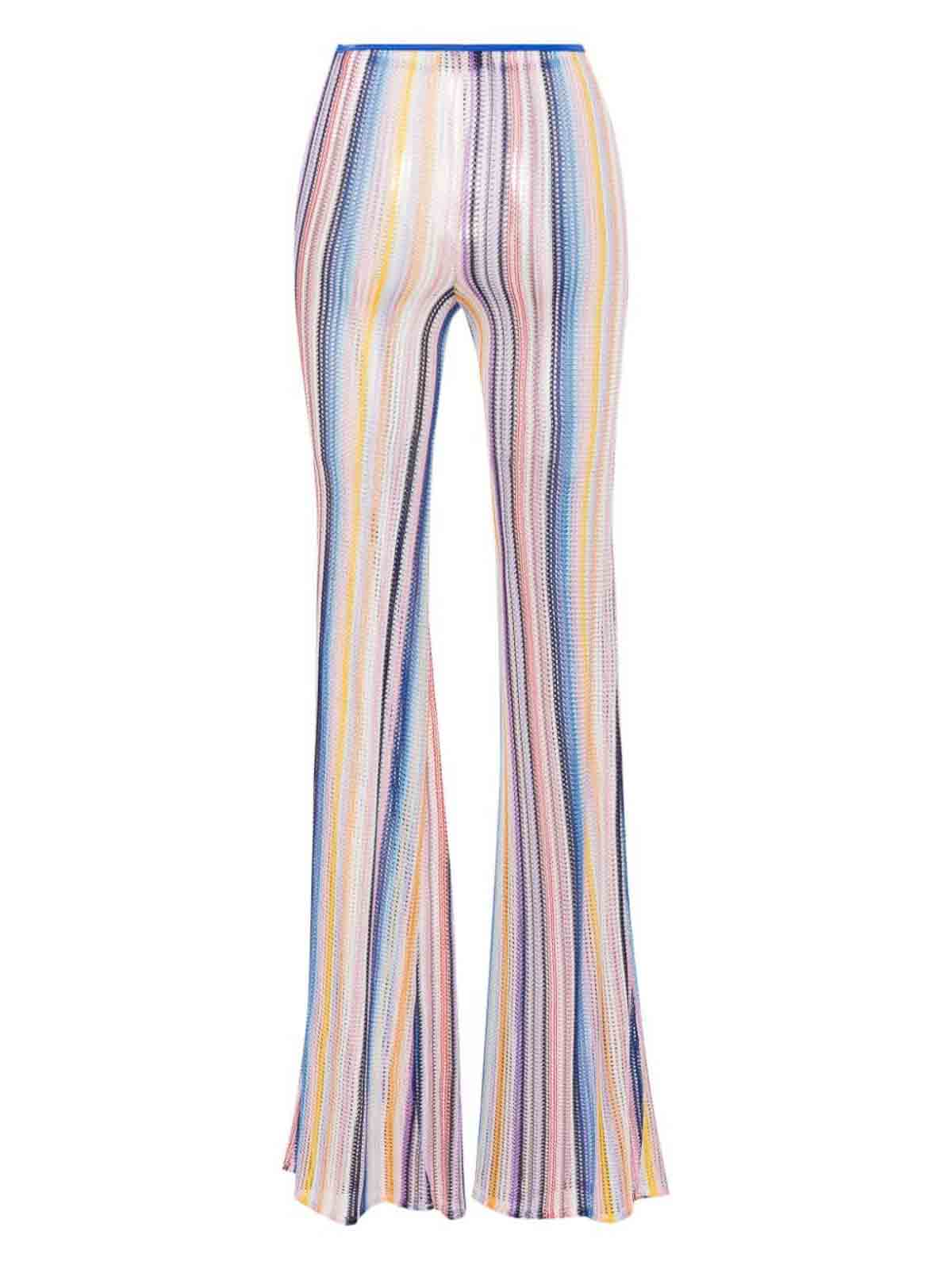 Shop Missoni High-waisted Flared Trousers In Azul