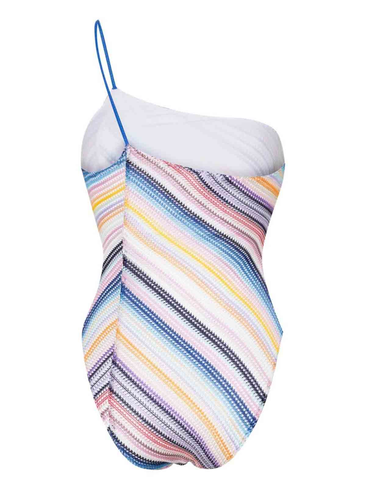 Shop Missoni One-shoulder Swimsuit In Azul