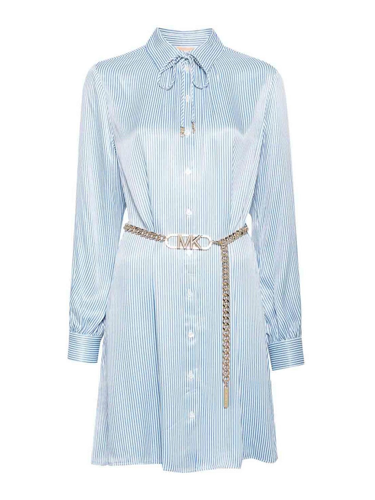 Shop Michael Michael Kors Chain Short Shirtdress In Azul