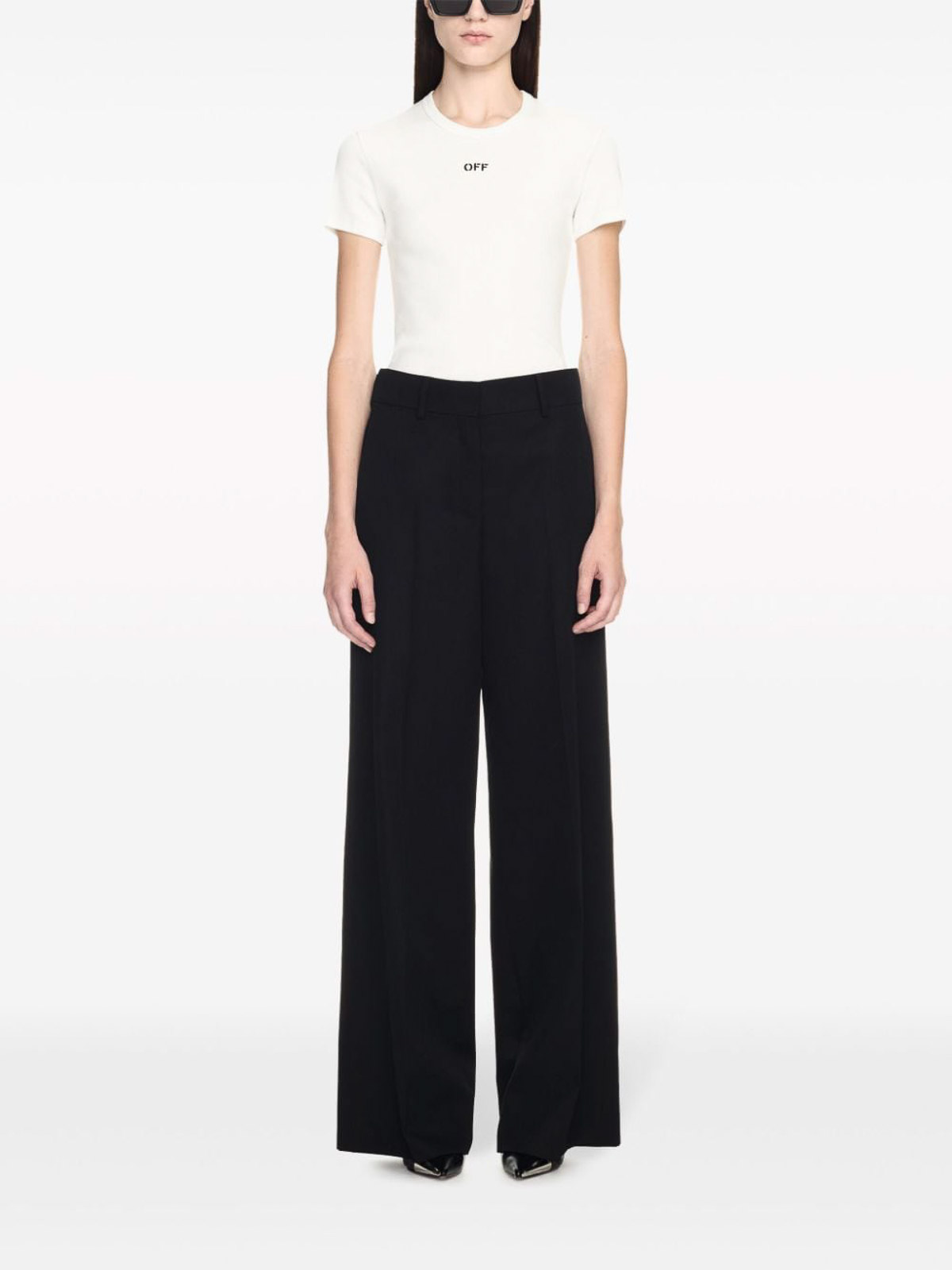 Shop Off-white Formal Over Wool Trousers In Negro
