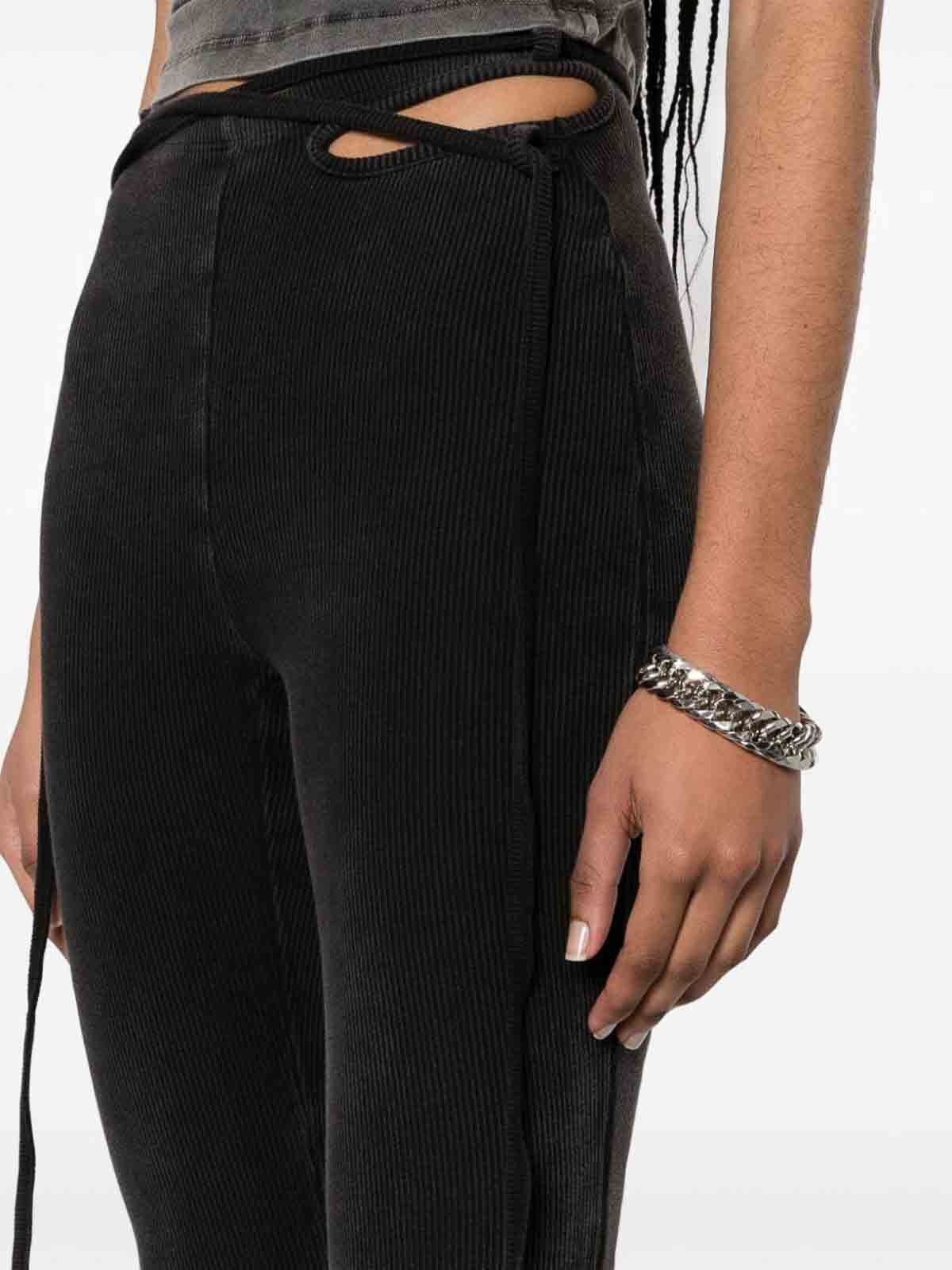Shop Ottolinger Ribbed Cotton Pants In Negro