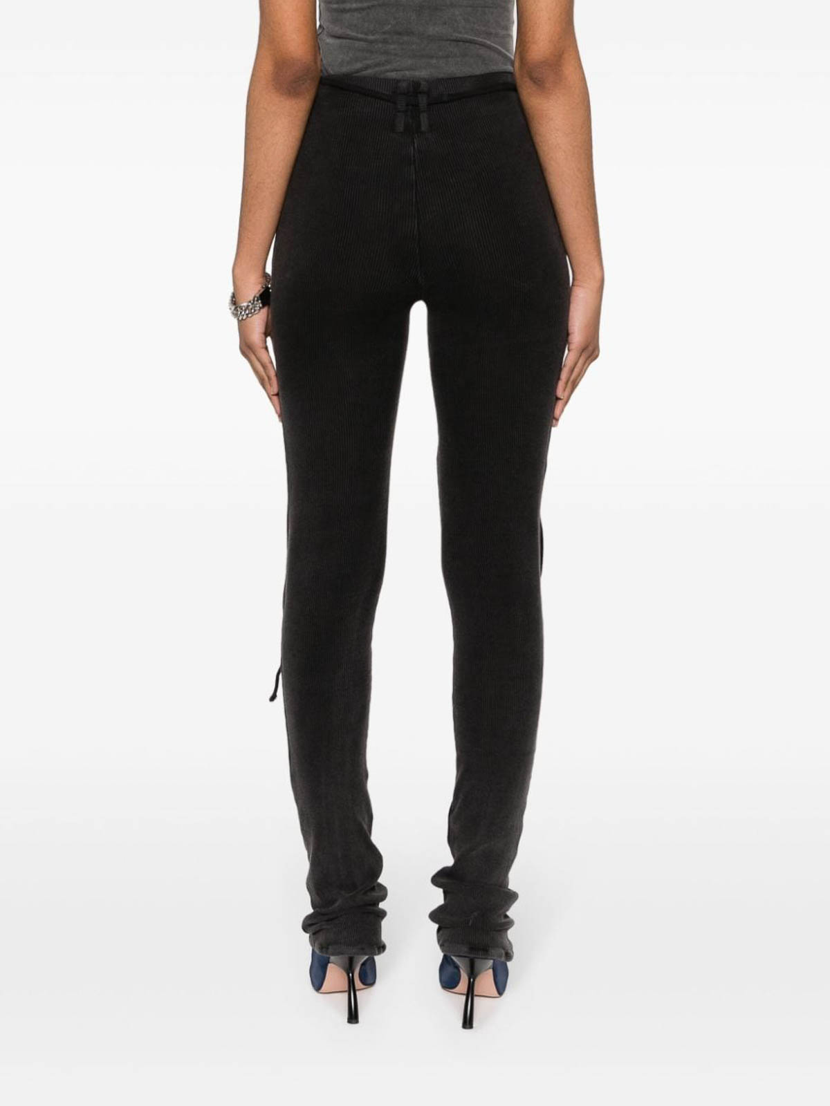 Shop Ottolinger Ribbed Cotton Pants In Negro