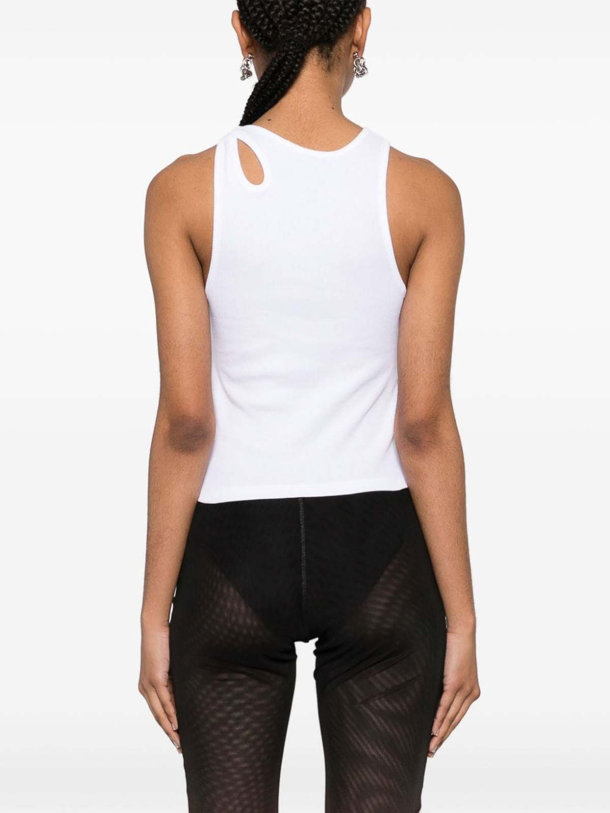 Shop Ottolinger Sleeveless Ribbed Cotton Crop-top In Blanco