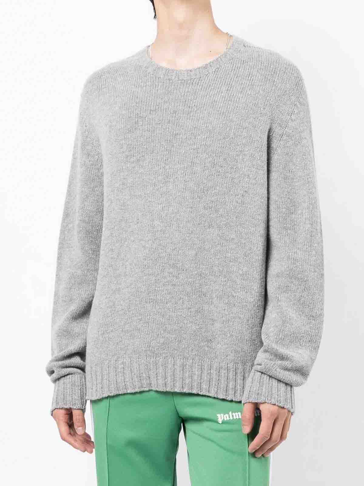 Shop Palm Angels Logo Wool Blend Sweater In Gris