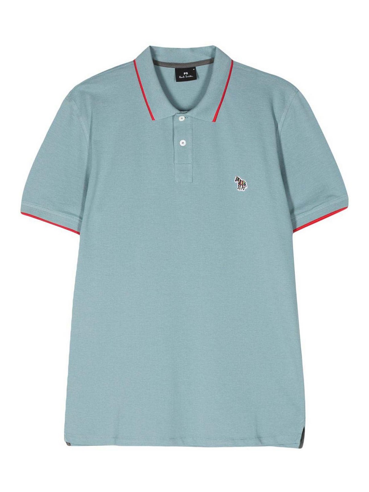 Shop Ps By Paul Smith Zebra Logo Cotton Polo Shirt In Blue