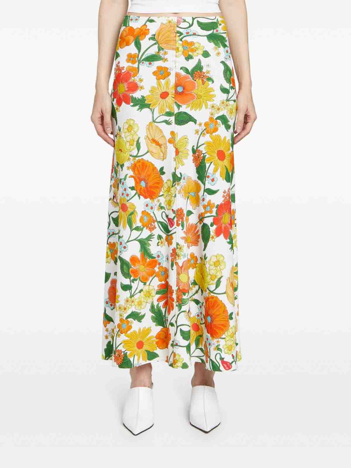 Shop Stella Mccartney Floral Print Midi Skirt In Multicolor