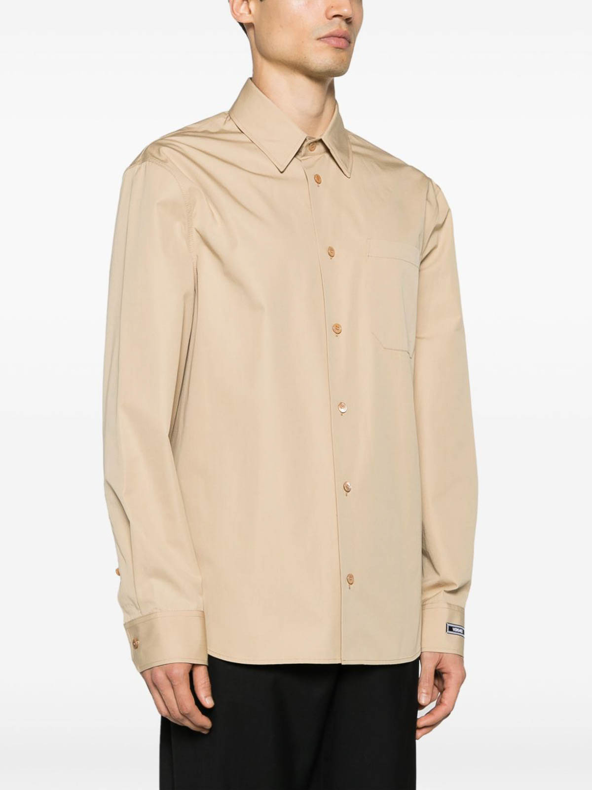 Shop Versace Cotton Shirt In Beis