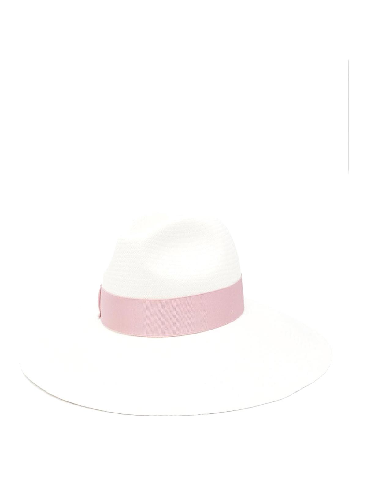 Shop Borsalino Sophie Straw Panama Hat In Rosado Claro